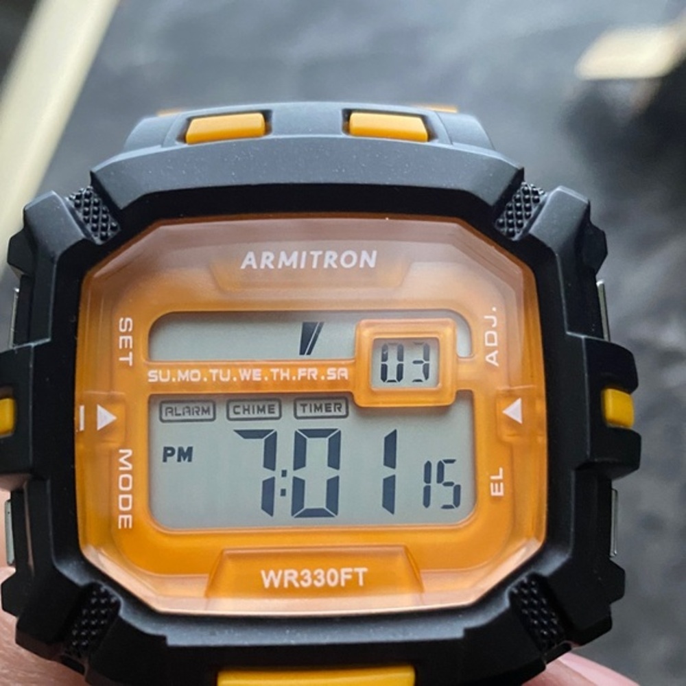 Man Armitron Black and Orange Digital Smartwatch